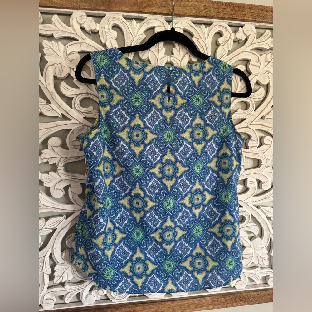 TALBOTS Blue and Green Patterned Women's Top - Picture 5 of 6
